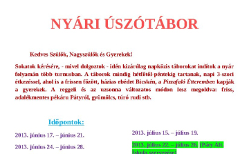 Irány a Nyári Úszótábor!