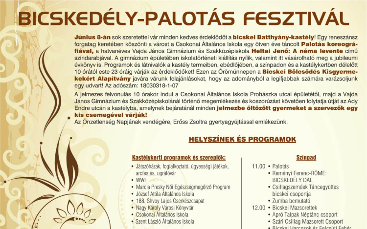 Bicskedély Palotás Fesztivál Program-részletes