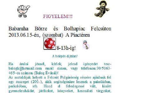 Babaruha Börze és Bolhapiac Felcsúton