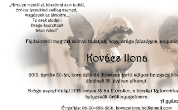 Kovács Ilona emlékére