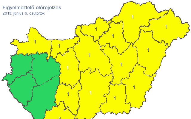 Felhőszakadás: elsőfokú figyelmeztetést adtak ki